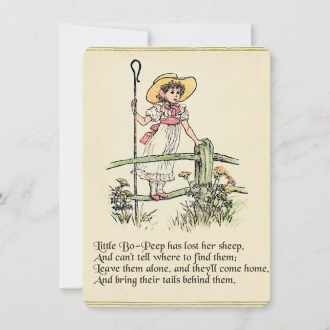 Convite Little Bo-Peep: Clássico de Kate Greenaway Nursery (Frente)