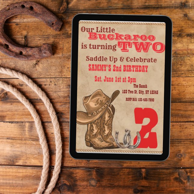Convite Little Buckaroo Two, Western 2nd Birthday (Criador carregado)