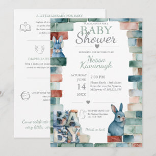 Convite Little Bunny Blocks Chás de Bebê