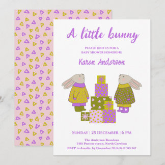 Convite Little Bunny Presents Festa de Aniversário Baby Sh