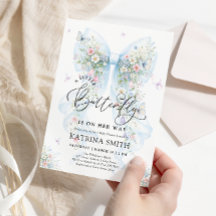 Little Butterfly Blue Bow Baby Shower