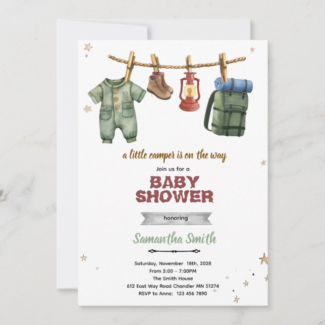 Convite Little Camper Baby Shower Invitation (Frente)