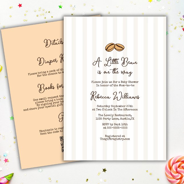 Convite Little Coffee Bean QR code all in one Baby Shower  (Criador carregado)