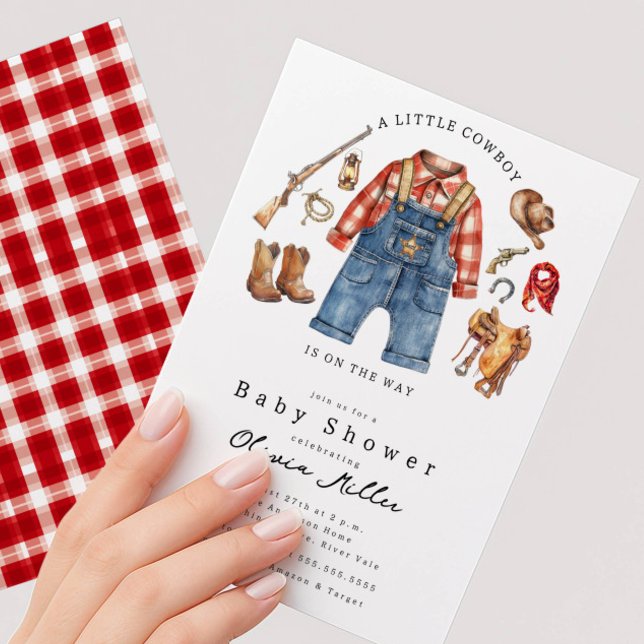 Convite Little Cowboy Baby Shower Invitation (Criador carregado)