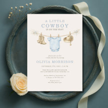 Little Cowboy Blue Clothesline Boy Baby Shower
