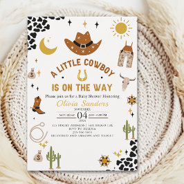 Convite Little Cowboy is On the Way Western Baby Shower