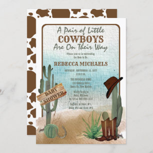 Convite \Little Cowboys Western Boy Twiners Chá de fraldas