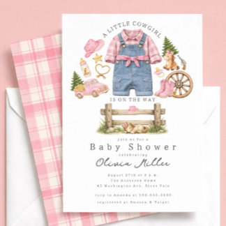 Convite Little Cowgirl Baby Shower Invitation Girl