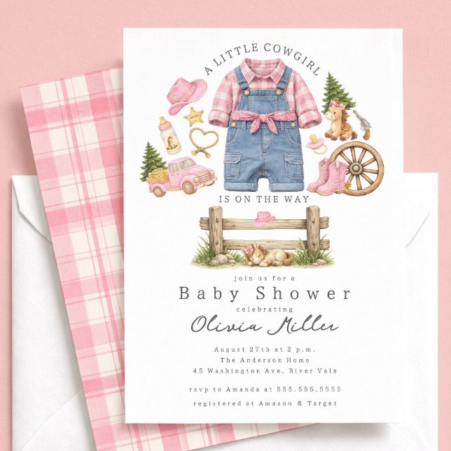 Convite Little Cowgirl Baby Shower Invitation Girl (Criador carregado)