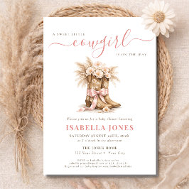 Convite Little Cowgirl On The Way Pink Western Baby Shower