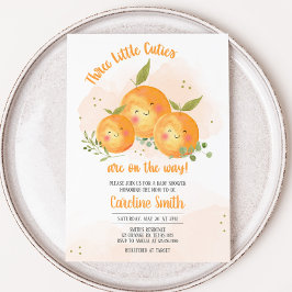 Convite Little Cutie Citrus Orange Baby Shower