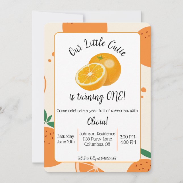 Convite Little Cutie First Birthday Invitation (Frente)