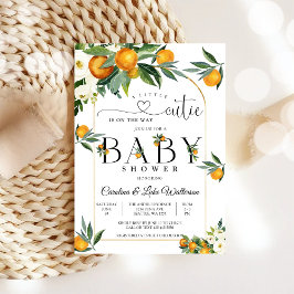 Convite Little Cutie Orange Baby Shower Invitation
