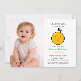Convite Little Cutie Orange Citrus 1st Birthday