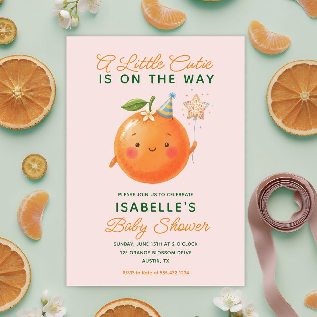 Convite Little Cutie Orange Citrus Baby Shower Invitation (Little Cutie Orange Citrus Baby Shower Invitation)