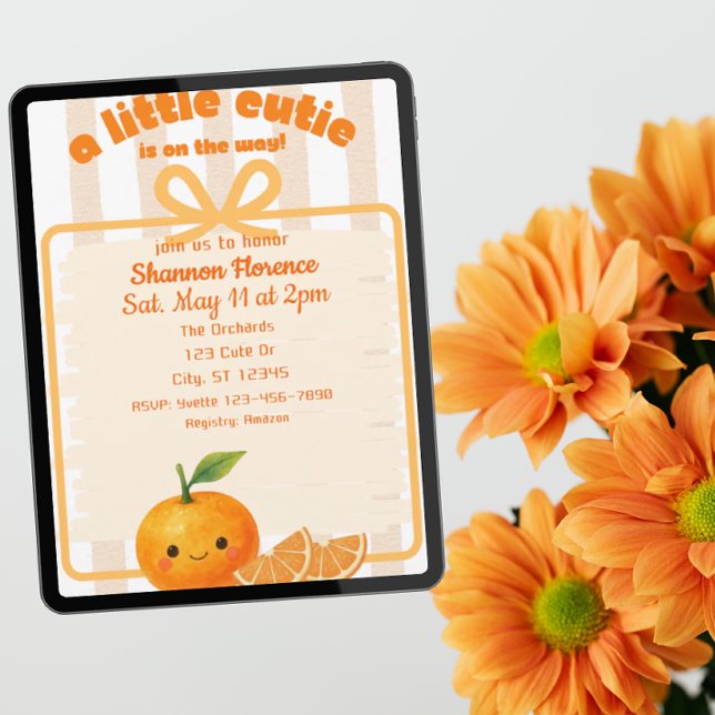 Convite Little Cutie, orange, clementine baby shower (Criador carregado)