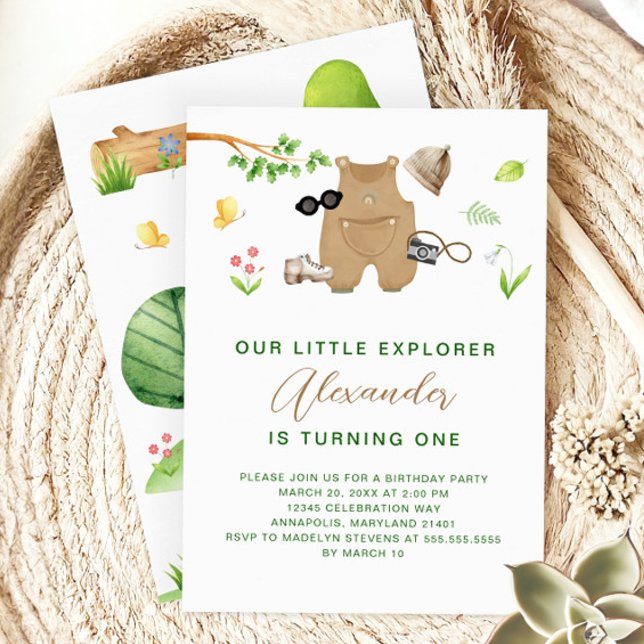 Convite Little Explorer Woodland Forest Hiking Birthday (Criador carregado)