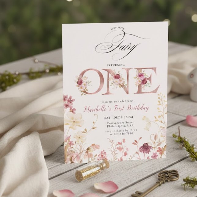 Convite Little Fairy Floral Garden First Birthday  (Criador carregado)