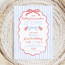 Convite Little Firecracker 4th of July 1st Birthday