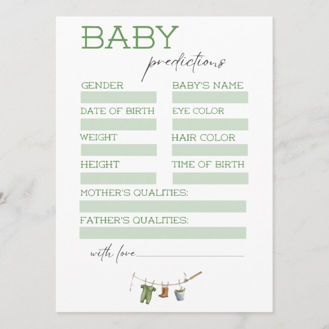Convite Little Fisherman Baby Shower Predictions Card (Frente)