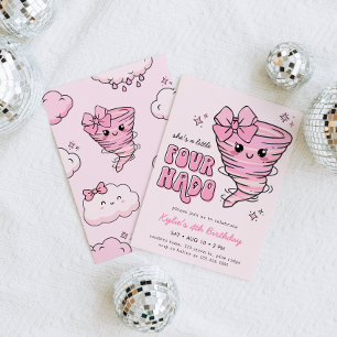 Convite Little Fournado Pink Tornado 4º Aniversário