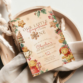 Convite Little Gingerbread 1st Birthday Christmas