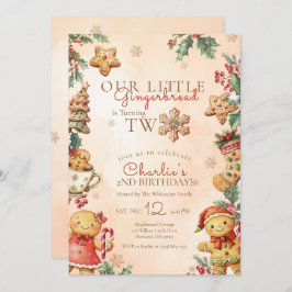 Convite Little Gingerbread 2nd Birthday Christmas