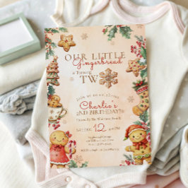 Convite Little Gingerbread 2nd Birthday Christmas