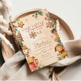 Convite Little Gingerbread Christmas 1st Birthday