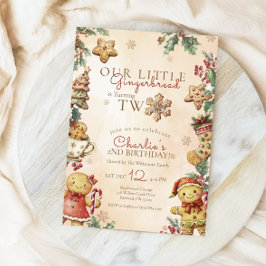 Convite Little Gingerbread Christmas 2nd Birthday