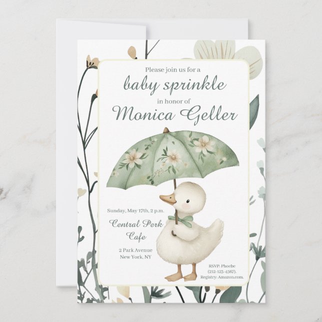 Convite Little Goose Baby Sprinkle Invitation (Frente)