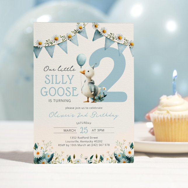 Convite Little Goose Blue Boy 2nd Birthday (Criador carregado)