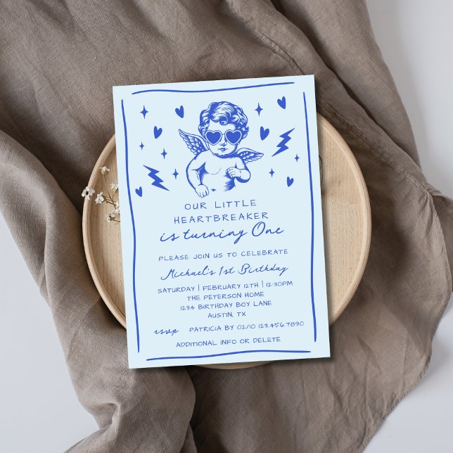 Convite Little Heartbreaker Valentines Boy 1st Birthday (Criador carregado)