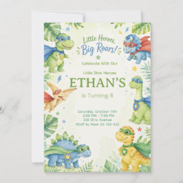 Convite Little Heroes Big Roars Dinosaur Birthday