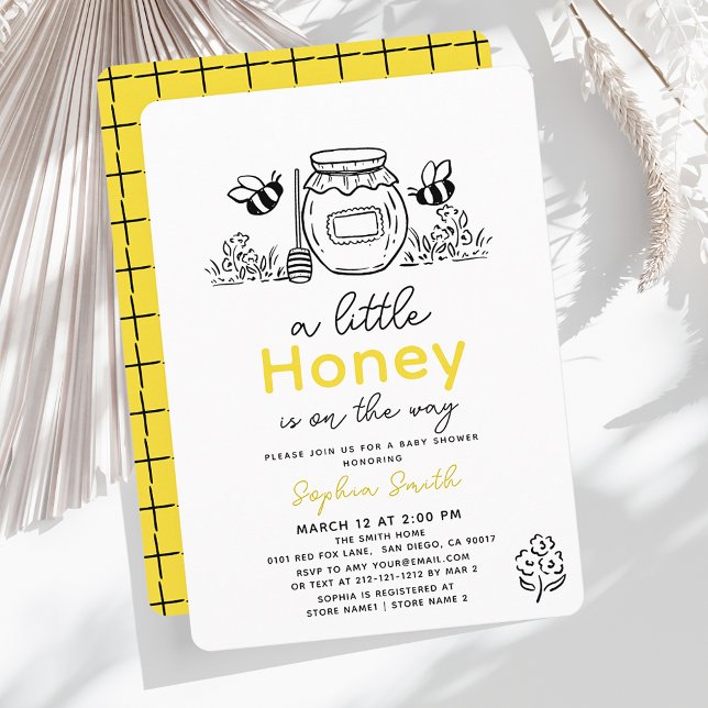 Convite Little Honey Hand-drawn Bee Baby Shower (Criador carregado)