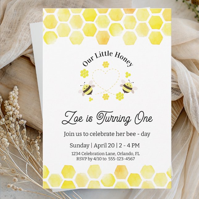 Convite Little Honey Invitation Kids 1st Birthday (Criador carregado)