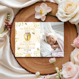 Convite Little Honey Photo 1st Birthday Invite