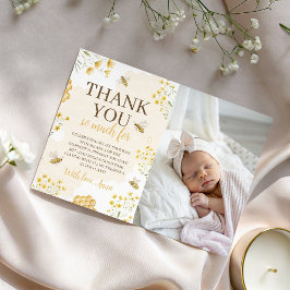 Convite Little Honey Photo Birthday Thank You Card