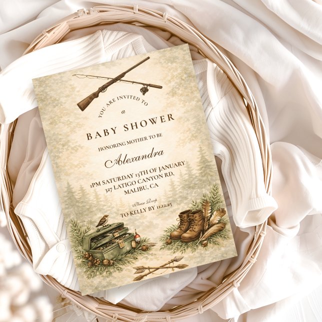 Convite Little Hunter Woodland Adventure Baby Shower (Criador carregado)