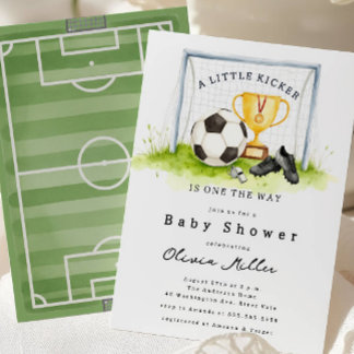 Convite Little Kicker Soccer Baby Shower Invite