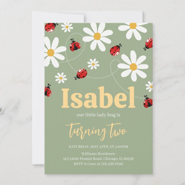 Convite Little Ladybug Birthday (Frente)
