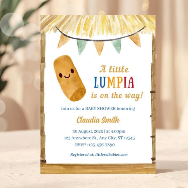 Convite Little Lumpia On The Way Filipino Baby Shower  (Little Lumpia Baby Shower Invite, A Little Lumpia is on the Way, Baby Shower Invite, DIY Filipino In)