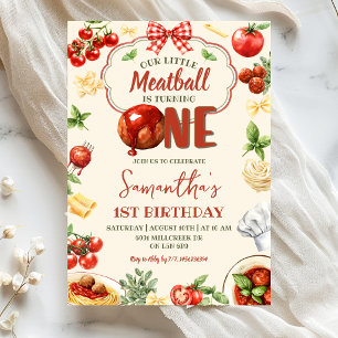 Convite Little Meatball Faz Um Aniversário de Massa Italia