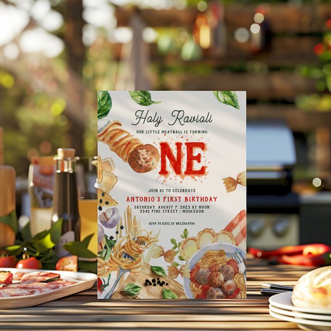 Convite Little Meatball | Holy Ravioli First Birthday (Criador carregado)