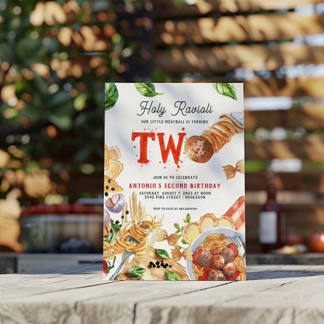 Convite Little Meatball | Holy Ravioli Second Birthday (Criador carregado)