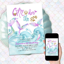 Convite Little Mermaid Oneder the Sea 1st Birthday