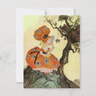 Convite Little Miss Muffet & Aranha, Antigo Mother Goose