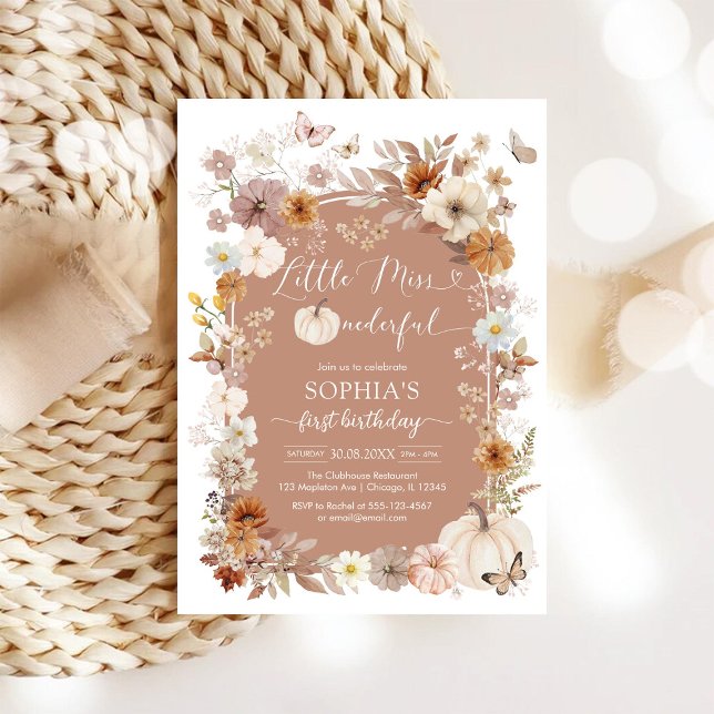 Convite Little Miss ONEderful Wildflower 1st Birthday (Criador carregado)