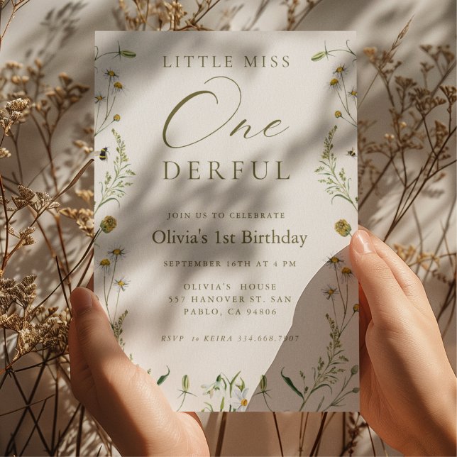 Convite Little Miss Onelinda primeiro aniversario Wildflow (Criador carregado)