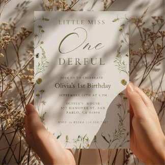 Convite Little Miss Onelinda primeiro aniversario Wildflow